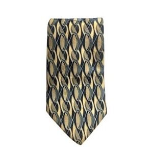 Como Collection Necktie Black Gold Oval‎ Geometric Pattern Business Career